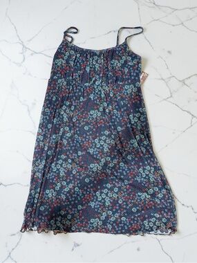 Target Navy Floral Mini Dress with Teal and Red Flowers